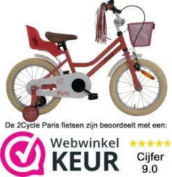2Cycle Paris Meisjesfiets - 16 Inch - Roze-Wit - Met Poppenzitje - Meisjesfiets -Optimaal Fietsenreeksen Winkel 1170x1200