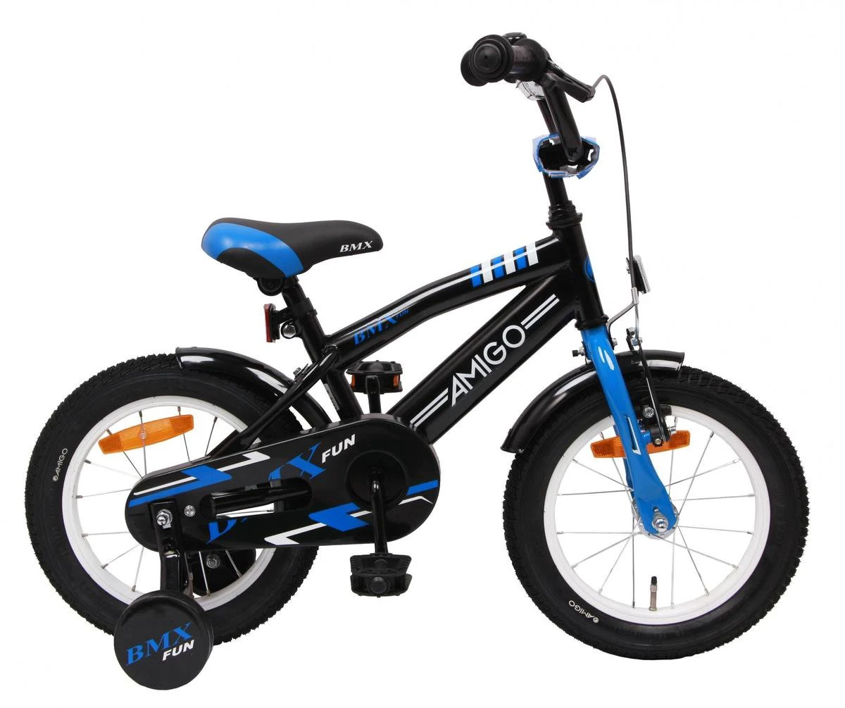 Amigo BMX Fun Jongensfiets - Kinderfiets 14 Inch - Zwart/Blauw 3 Amigo BMX Fun Jongensfiets - Kinderfiets 14 Inch - Zwart/Blauw