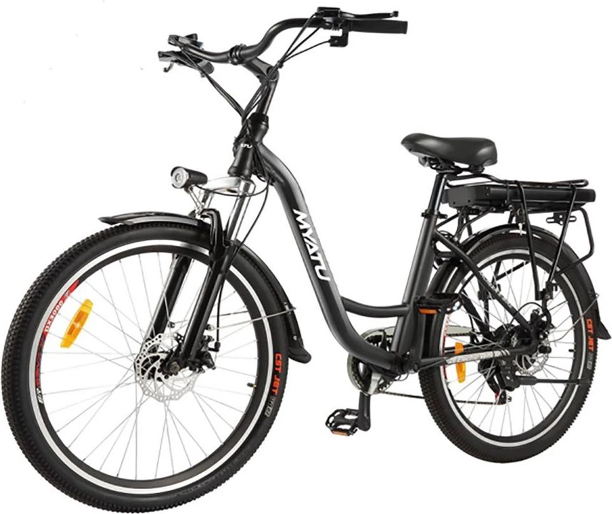 Myatu E-Bike Voor Heren En Dames Lage Instap Met 45 Cm Aluminium Frame, 6 Versnellingen, 250 Wh Afneembare Lithium Batterij 40-80 Km Range, Trekking Ebike Met 1.95 X 26 Inch Wiel (Zwart, Urban) 3 Myatu E-Bike Voor Heren En Dames Lage Instap Met 45 Cm Aluminium Frame, 6 Versnellingen, 250 Wh Afneembare Lithium Batterij 40-80 Km Range, Trekking Ebike Met 1.95 X 26 Inch Wiel (Zwart, Urban)