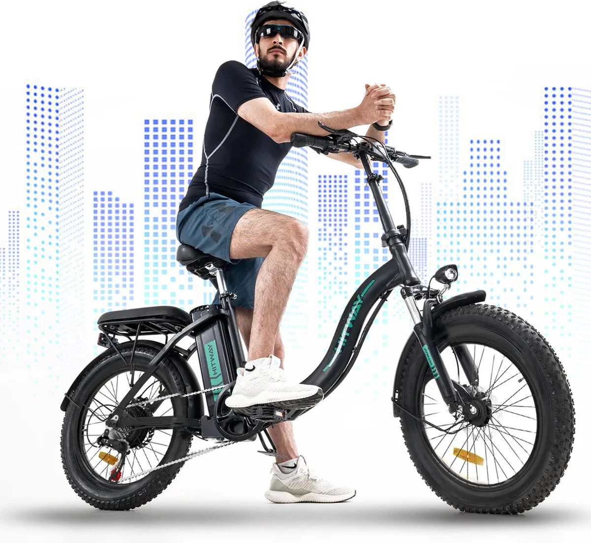 HITWAY E-Bike Elektrische Fiets 20 Inch Fat Tire E-Bicycle Vouwfiets, 250 W/36 V/11,2 Ah Accu, Max. Bereik Tot 35-90 Km, Offroad-mountainbike Met Shimano 7-versnellingen, City EBike Met Slot 3 HITWAY E-Bike Elektrische Fiets 20 Inch Fat Tire E-Bicycle Vouwfiets, 250 W/36 V/11,2 Ah Accu, Max. Bereik Tot 35-90 Km, Offroad-mountainbike Met Shimano 7-versnellingen, City EBike Met Slot