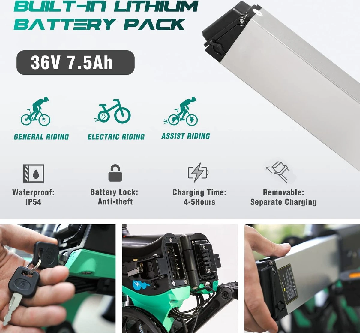 Merkloos Hitway 14F005 Elektrische Fiets E-bike | Opvouwbaar | 250W Motor | 7.5Ah | 16" | Zwart / Groen 12 Merkloos Hitway 14F005 Elektrische Fiets E-bike | Opvouwbaar | 250W Motor | 7.5Ah | 16" | Zwart / Groen - Afbeelding 10