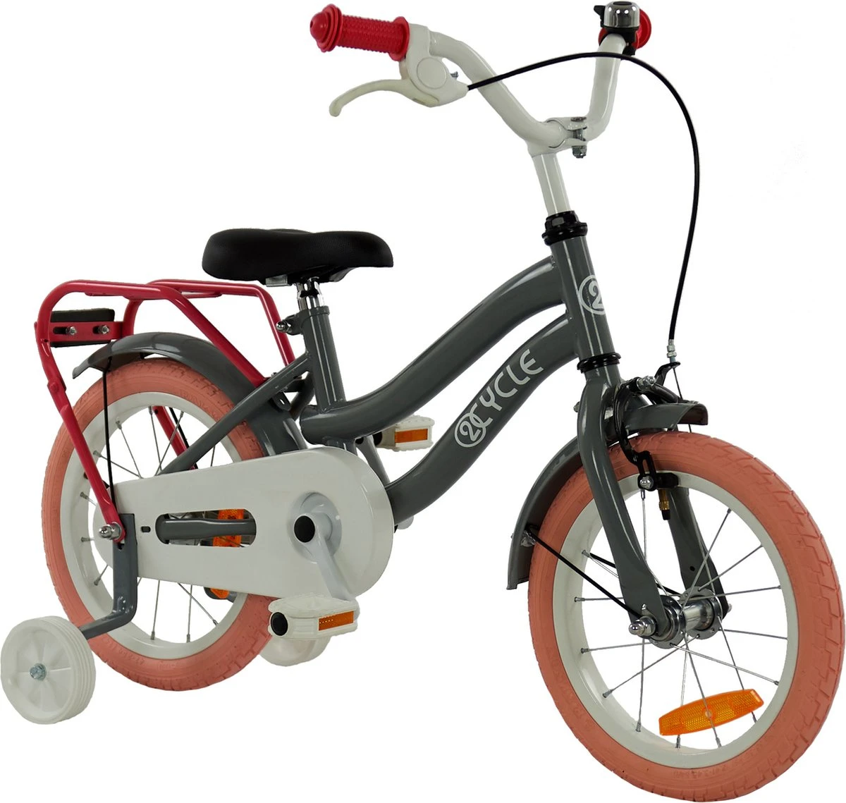 2Cycle Pretty Kinderfiets - 14 Inch - Grijs-Roze - Meisjesfiets 6 2Cycle Pretty Kinderfiets - 14 Inch - Grijs-Roze - Meisjesfiets - Afbeelding 4