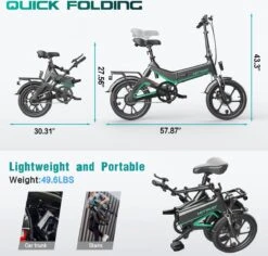 Merkloos Hitway 14F005 Elektrische Fiets E-bike | Opvouwbaar | 250W Motor | 7.5Ah | 16" | Zwart / Groen 25 Merkloos Hitway 14F005 Elektrische Fiets E-bike | Opvouwbaar | 250W Motor | 7.5Ah | 16" | Zwart / Groen -Optimaal Fietsenreeksen Winkel 1200x1147