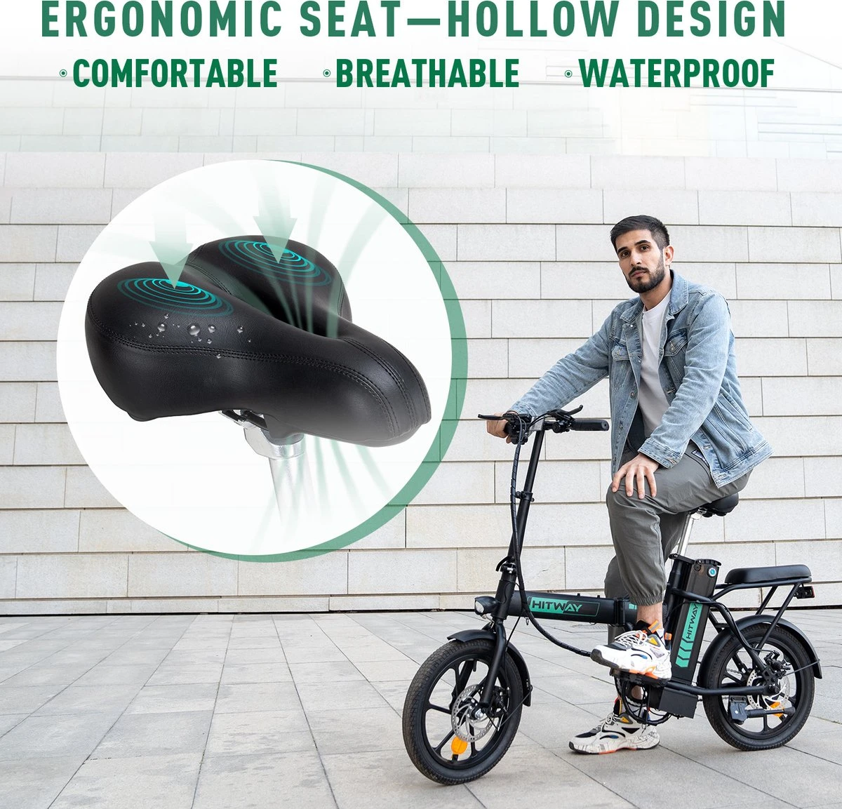 HITWAY Elektrische Fiets Met 36V 7.5Ah Verwijderbare Batterij, Bereik Tot 75 Km Lange Afstand Elektrische Fiets 16 Inch, 250W Achtermotor E-Citybike Holland Bike 5 HITWAY Elektrische Fiets Met 36V 7.5Ah Verwijderbare Batterij, Bereik Tot 75 Km Lange Afstand Elektrische Fiets 16 Inch, 250W Achtermotor E-Citybike Holland Bike - Afbeelding 3