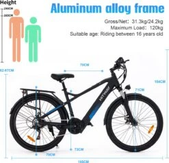 Hitway Elektrische Fiets Off-Road | Electric Mountain Bike | E-bike | 250W Motor | 26 Inch | Zwart -Optimaal Fietsenreeksen Winkel 1200x1155