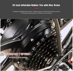 Samebike Elektrische Vouwfiet - Shimano 7 Speed Derailleur - 48V/ 10Ah Lithium Batterij - Aluminium -sportief/modern - 35km/u - Wit -Optimaal Fietsenreeksen Winkel 1200x1167