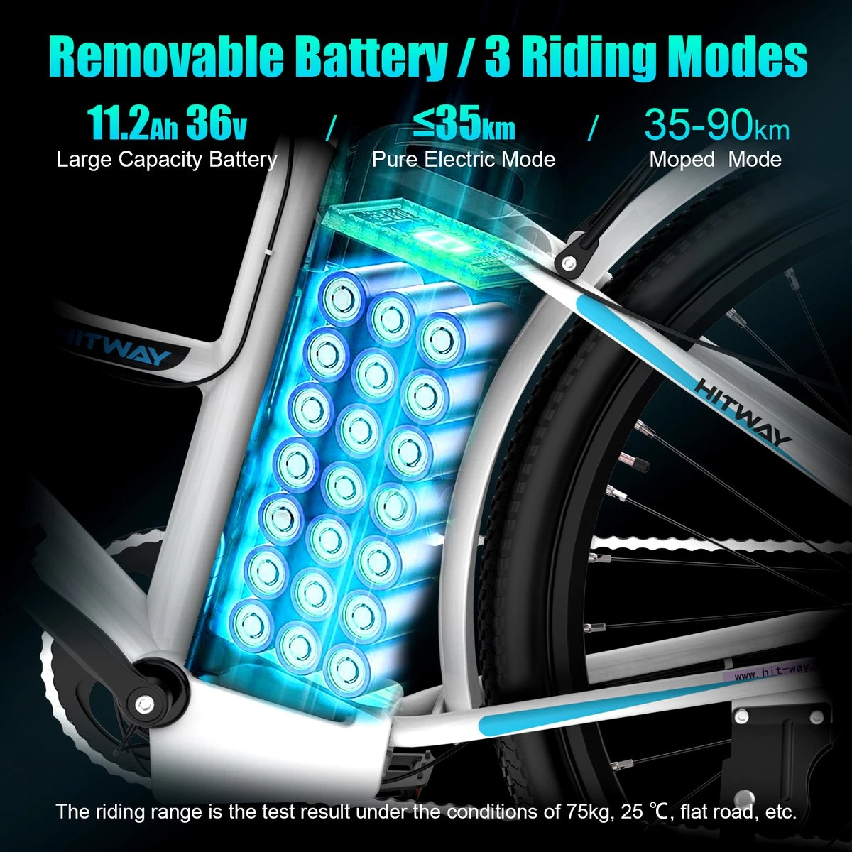 Hitway Elektrische Fiets | E-bike Damesfiets | 26 Inch | 250W Motor | Wit 9 Hitway Elektrische Fiets | E-bike Damesfiets | 26 Inch | 250W Motor | Wit - Afbeelding 7