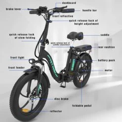 Hitway BK6 Elektrische Fiets | Opvouwbare E-bike | 20 Inch Fat Tire | 350W Motor | 10Ah | Zwart/Groen -Optimaal Fietsenreeksen Winkel 1200x1200 143