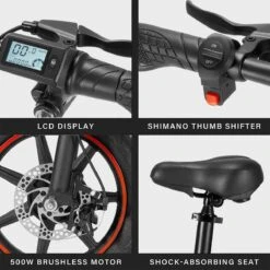 OUXI - V5 - 16 Inch - Elektrische Fiets - E Bike - Elektrische Vouwfiets - APP IOS/ Android - 500W Motor - 15Ah Lithuim Ion Batterij - Zwart -Optimaal Fietsenreeksen Winkel 1200x1200 154