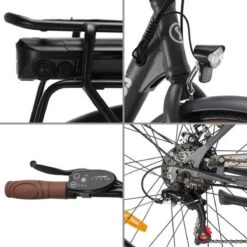 Elektrische Stadsfiets 26 '' (F264) - Stalen Frame - 6 Versnellingen Shimano - Schijfremmen - 10 Ah - Grijs -Optimaal Fietsenreeksen Winkel 1200x1200 39
