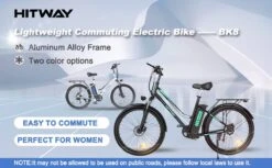 HITWAY 26 Inch E-bike, Elektrische Fiets Voor Heren En Dames, Pedelec Stadsfietsen, 250 W Motor, 36 V/11,2 Ah E-bike, Shimano 7 Versnellingen, 35-90 Km| Wit / Blauw -Optimaal Fietsenreeksen Winkel 1200x742 4