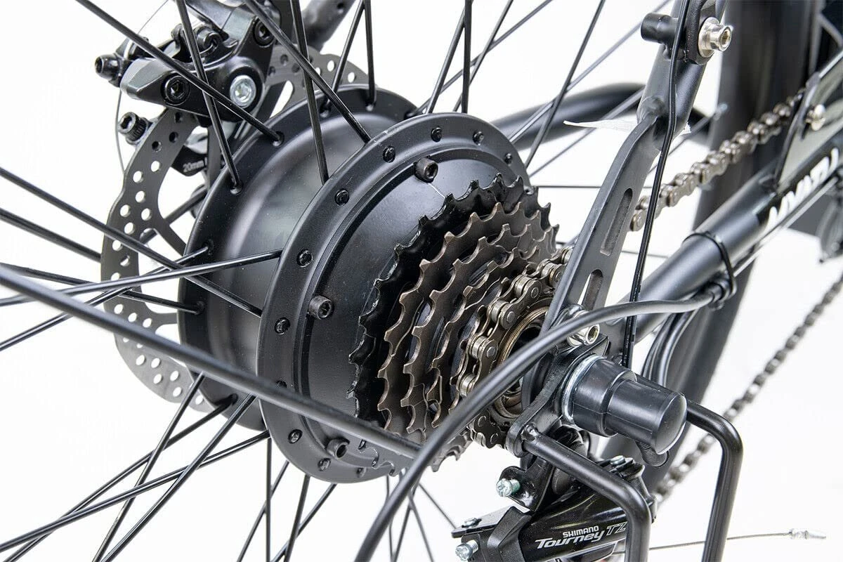 Myatu E-bike 26 Inch City Pedelec Voor Dames En Heren, Elektrische Fiets Met 12,5Ah Accu, 6 Versnellingen Shimano, Derailleur Versnellingen, Achter Motor 250 W-Zwart 5 Myatu E-bike 26 Inch City Pedelec Voor Dames En Heren, Elektrische Fiets Met 12,5Ah Accu, 6 Versnellingen Shimano, Derailleur Versnellingen, Achter Motor 250 W-Zwart - Afbeelding 4