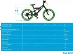 Amigo Fun Ride - Mountainbike 20 Inch - Voor Jongens En Meisjes - Met 7 Versnellingen - Zwart/Groen 17 Amigo Fun Ride - Mountainbike 20 Inch - Voor Jongens En Meisjes - Met 7 Versnellingen - Zwart/Groen -Optimaal Fietsenreeksen Winkel 1200x885 3