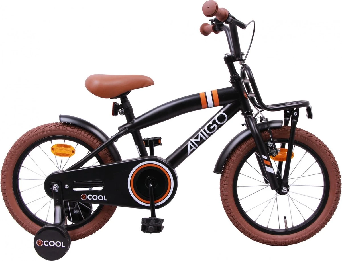 Amigo 2Cool Jongensfiets - Kinderfiets 16 Inch - Matzwart 3 Amigo 2Cool Jongensfiets - Kinderfiets 16 Inch - Matzwart