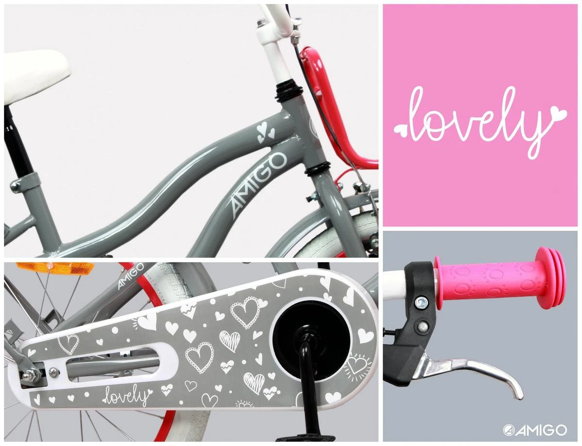 Amigo Lovely - Kinderfiets 20 Inch - Meisjes - Grijs 9 Amigo Lovely - Kinderfiets 20 Inch - Meisjes - Grijs - Afbeelding 7