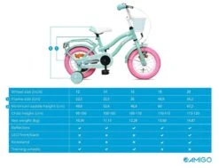 Amigo Lovely Meisjesfiets - Kinderfiets 12 Inch - Turquoise -Optimaal Fietsenreeksen Winkel 1200x920 2