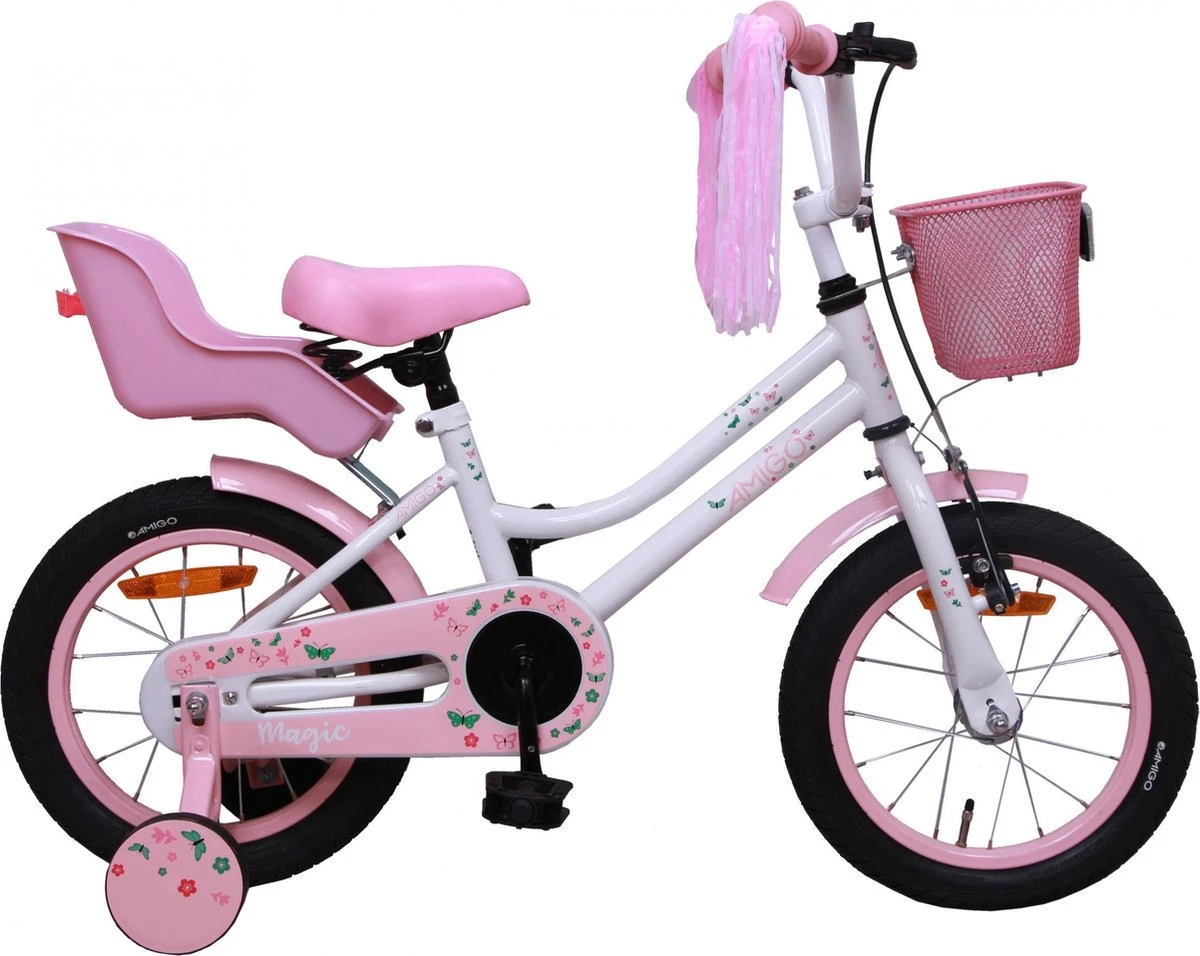 Amigo Magic Meisjesfiets - Kinderfiets 16 Inch - Wit 3 Amigo Magic Meisjesfiets - Kinderfiets 16 Inch - Wit