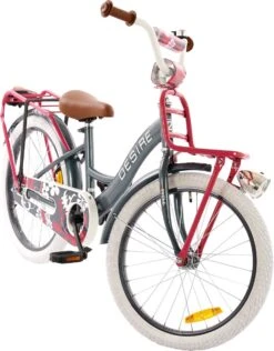 2Cycle Desire Kinderfiets - 20 Inch - Voordrager -Grijs-Roze - Meisjesfiets -Optimaal Fietsenreeksen Winkel 938x1200
